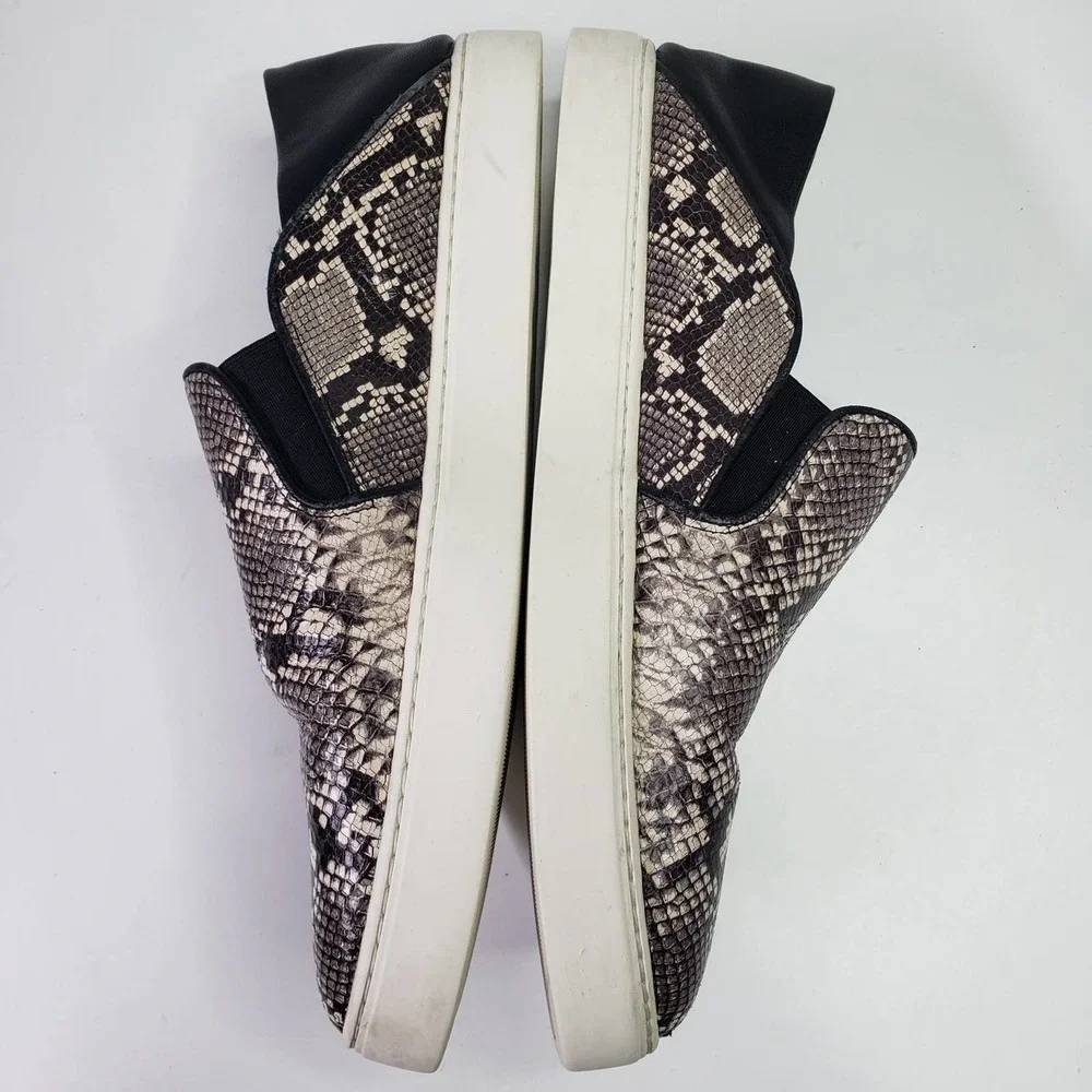 Vince Garvey Slip On Leather Snake Print Shoes Women's 9.5 Black Grey Ivory - Picture 8 of 12